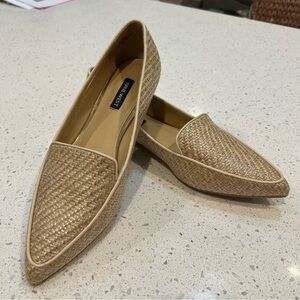 Nine West Neutral‎ Raffia Abay Smoking Loafer Loafers with Woven Design